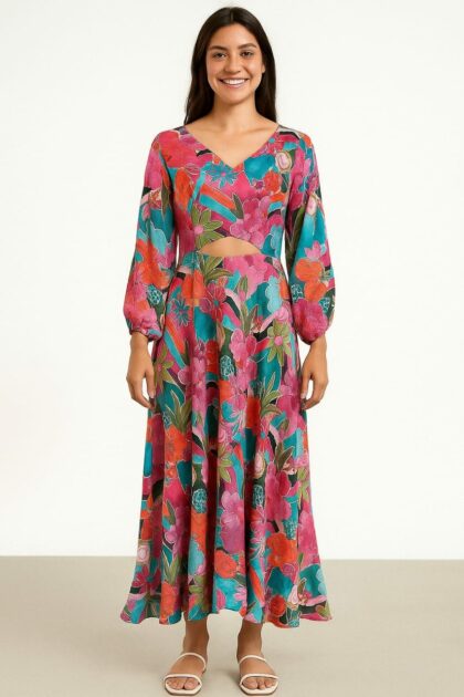 Floral Maxi with Cut Out