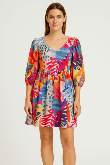 Puff Sleeve Floral print Mini Dress