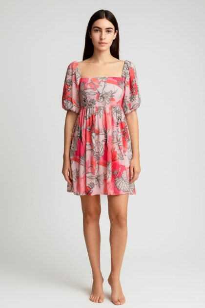 Floral Midi Dress with Balloon sleeves
