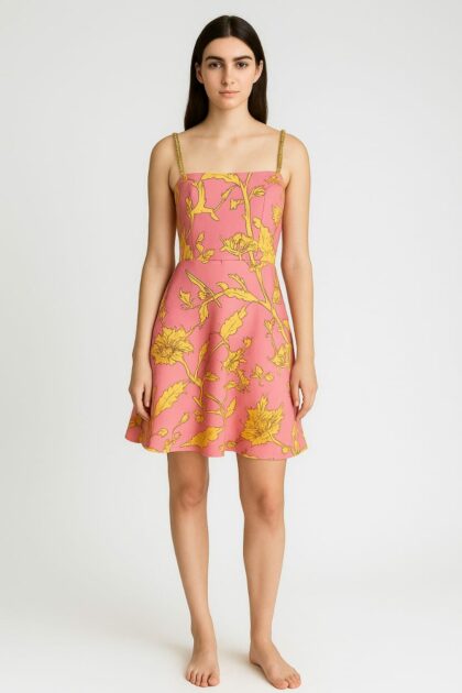 Floral Pink Mini with Gold chain Straps