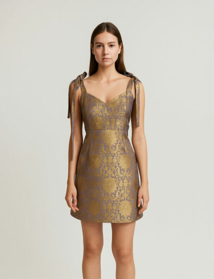 Lavender Brocade Mini Dress