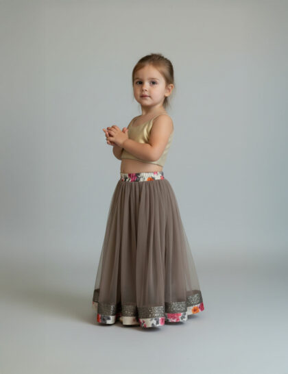 Little Mocha Tulle Lehenga