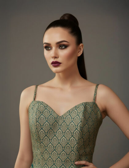 Emerald Banarasi Regal Gown