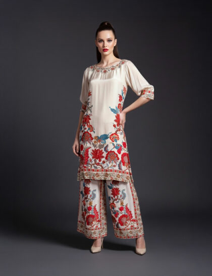 Silk Print Tunic Set