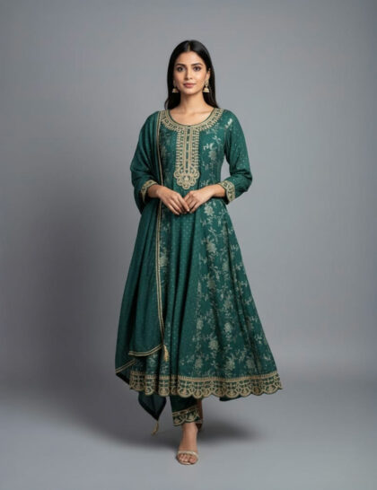 Floral Zari Embroidered Anarkali Set