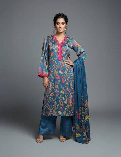 Vintage Floral Silk Kurta Suit Set