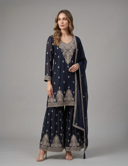Black Pallazo Set with Dupatta