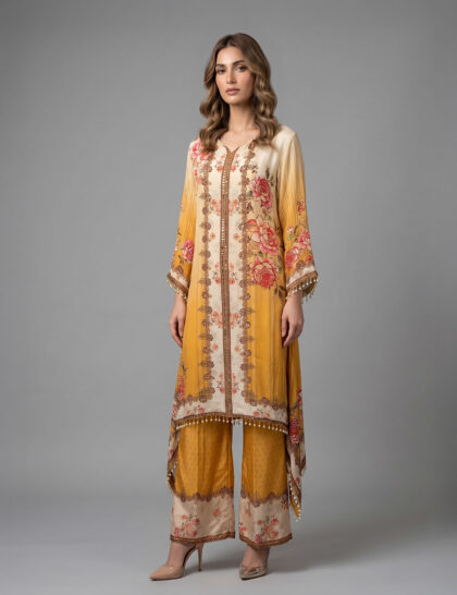 Mustard Crepe Digital Print Set