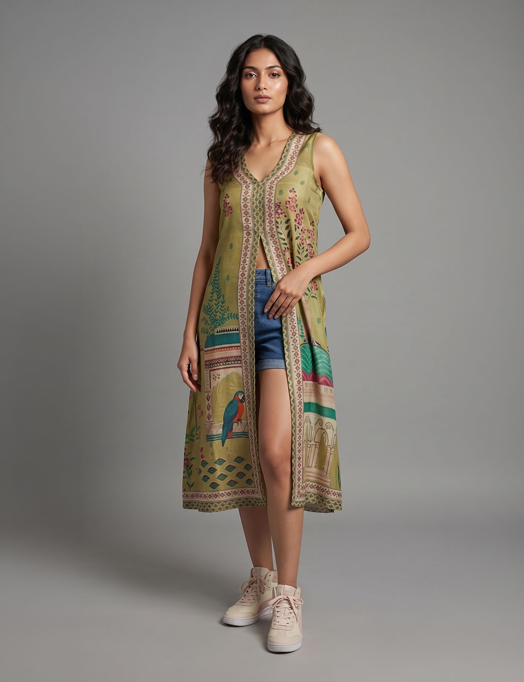 Parrot Green Printed Top