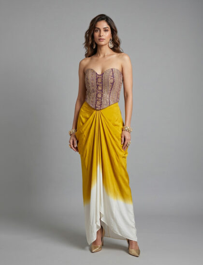 Ombre Draped Skirt with Corset Top