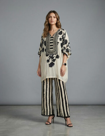 Ziya B&W Kaftan Set